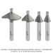 CARBIDE TIPPED MICRO BEARING CHAMFER BIT, 1/4" SH, 1/4" CUT HEIGHT, DOUBLE BEARING, 4-PC SET