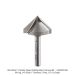 CARBIDE TIPPED FOLDING MITER V-GROOVE BIT, 90 DEG, 2-FL, 1/4" SH, 1/2" CUT DEPTH, 1" DIA, 2" OAL