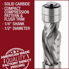 Compact Compression Pattern and Flush Trim Bit 