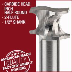 Inch Half Round 2-Flute Router Bits