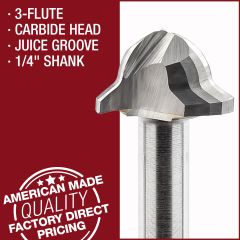 3 flute carbide head juice groove router bits 1/4 inch shank
