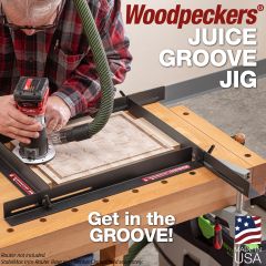 Routing a juice groove in a maple cutting board with Juice Groove Jig and palm router.
