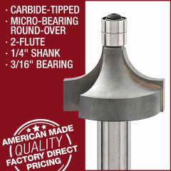 Micro-Bearing Round-Over Bit, 1/4" Shank