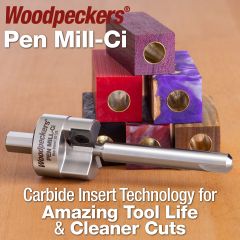 Pen Mill Ci with samples of trimmed pen blanks.