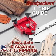 ThinRip Guide mounted in table saw with sample work surrounding it.