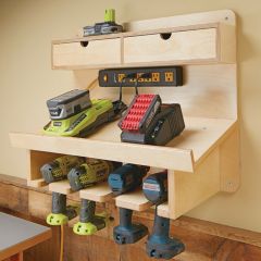 Woodsmith Cordless Drill Charging Station Standard Plan & Premium Shop Drawings 