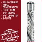 1/2" Solid Carbide Compression Flush Trim Bits