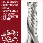 short up-cut spiral compression router bit
